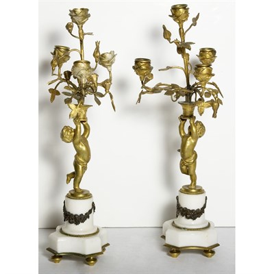 Lot 233 - Pair of Louis XV Style Gilt-Metal and Marble...