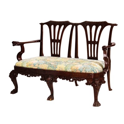Lot 373 - George II Walnut Double Chair Back Settee...