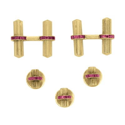 Lot 282 - Gold and Ruby Dress Set, Deakin & Francis