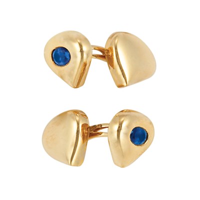 Lot 40 - Pair of Gold and Sapphire Cufflinks, Chaumet