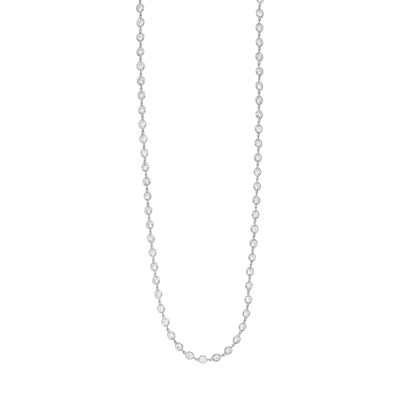 Lot 599 - Long White Gold and Diamond Chain Necklace