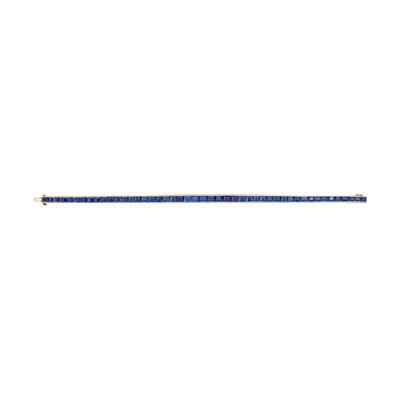 Lot 484 - Gold and Sapphire Straightline Bracelet, Van Cleef & Arpels