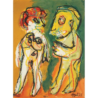 Lot 115 - Karel Appel Dutch, 1921-2006 Untitled (Two...