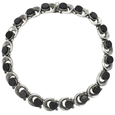 Lot 120 - Sterling Silver and Black Onyx Necklace, Taxco