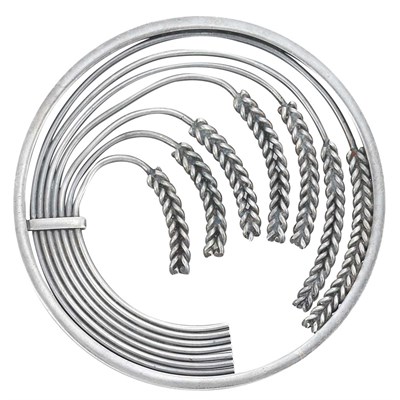 Lot 121 - Sterling Silver Wheat Sheaf Circle Brooch, Georg Jensen