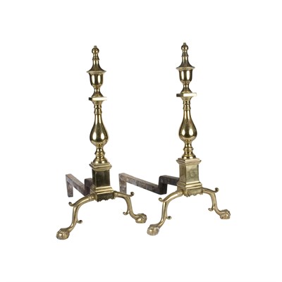 Lot 118 - Pair of Chippendale Style Brass Andirons...