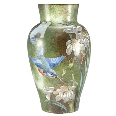 Lot 342 - St. Louis Painted and Enameled Glass Vase Late...