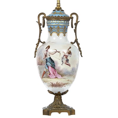 Lot 1428 - Sevres Style Gilt-Bronze Mounted Porcelain Two-...
