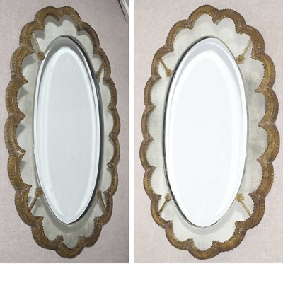Lot 535 - Pair of Venetian Style Mirror and Glass Framed...