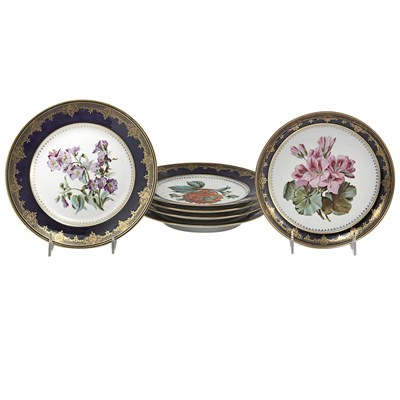 Lot 501 - Set of Five Sevres Style Gilt and Polychrome...