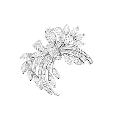 Lot 268 - Diamond Bow Clip-Brooch