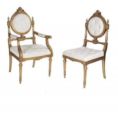 Lot 436 - Set of Thirteen Louis XVI Style Gilt-Wood and...