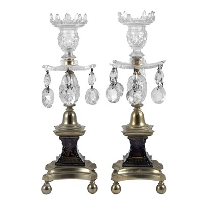 Lot 215 - Pair of George III Style Colorless Cut Glass,...