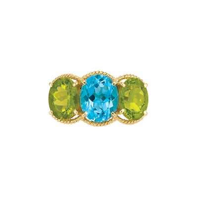 Lot 249 - Gold, Blue Topaz and Peridot Ring
