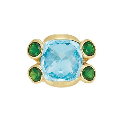 Lot 203 - Gold, Blue Topaz and Diopside Ring