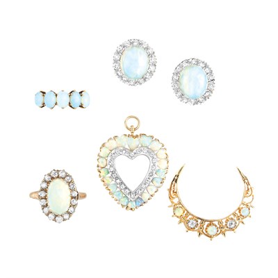 Lot 236 - Group of Gold, Opal and Diamond Jewelry