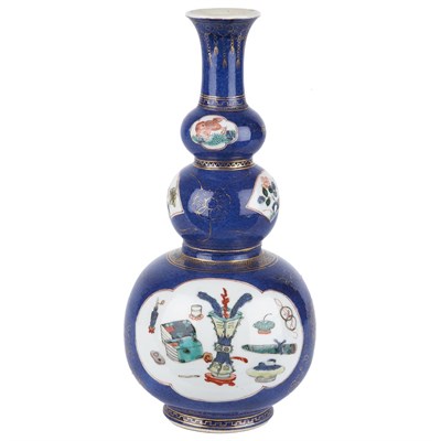 Lot 420 - Chinese Famille Verte Blue Ground Glazed...