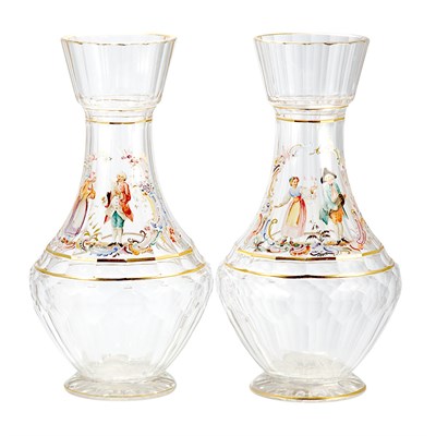Lot 334 - Pair of Unsigned Lobmeyr Gilt, Enameled and...