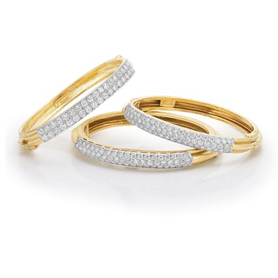 Lot 549 - Three Gold, Platinum and Diamond Bangles, David Webb and Andrew Clunn