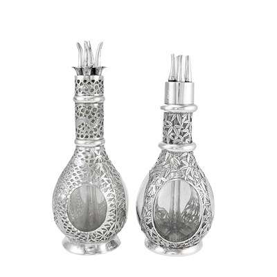 Lot 230 - Two Sterling Silver Mounted French Mold Blown...