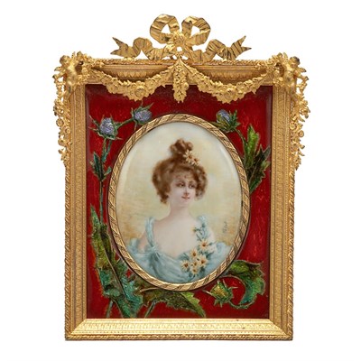 Lot 272 - Louis XVI Style Gilt-Metal Framed Enameled...