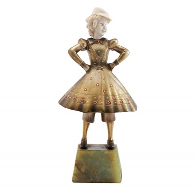 Lot 380 - Art Deco Cold Painted Bronze and Carved Ivory...