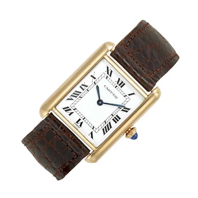 Lot 129 - Gentleman's Gold Tank Wristwatch, Cartier