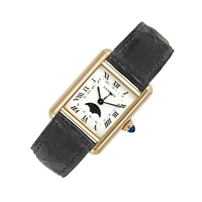 Lot 196 - Gold Tank Calendar Wristwatch, Cartier