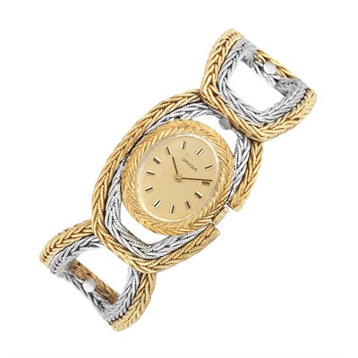 Lot 191 - Two-Color Gold Bracelet-Watch, Omega