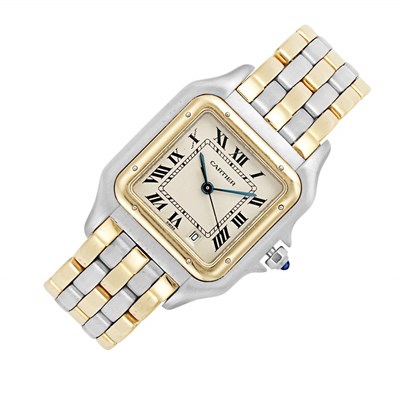 Lot 132 - Gentleman's Mid-Size Stainless Steel and Gold Wristwatch, Cartier