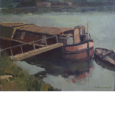 Lot 49 - Edward Molyneux Irish, 1891-1974 Houseboat on...
