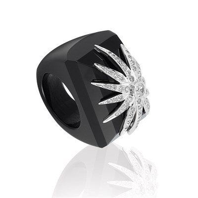Lot 1003 - Bochic Black Onyx and Diamond Ring
