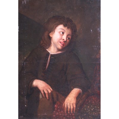 Lot 57 - Spanish School 17th Century Girl with Grapes...