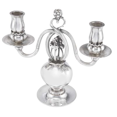Lot 247 - Georg Jensen Sterling Silver Two-Light...