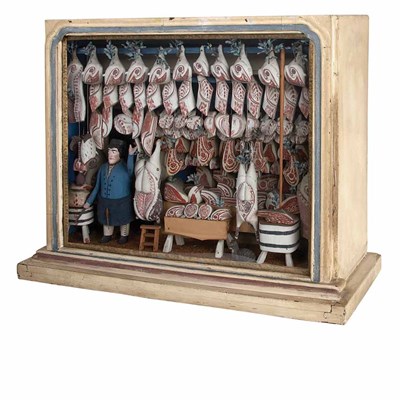Lot 588 - Victorian Carved and Painted Diorama 19th...