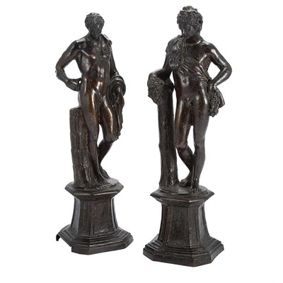Lot 144 - Pair of Continental Bronze Figures of Youths...