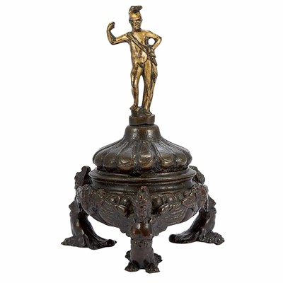 Lot 145 - Italian Gilt and Patinated- Bronze Inkwell In...