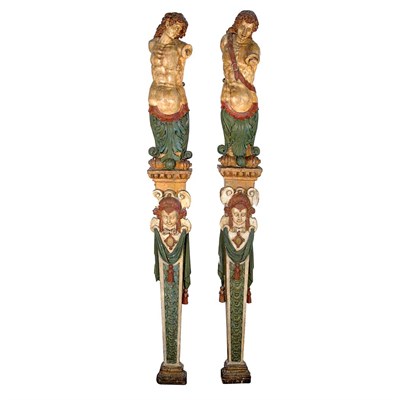 Lot 119 - Pair of Continental Baroque Style Polychrome...