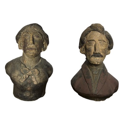 Lot 256 - Pair of Folk Art Portrait Busts
