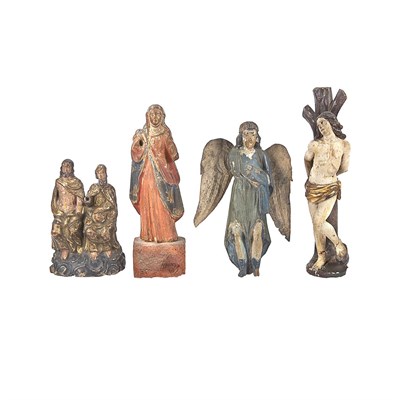 Lot 129 - Group of Four Continental Polychrome Decorated...