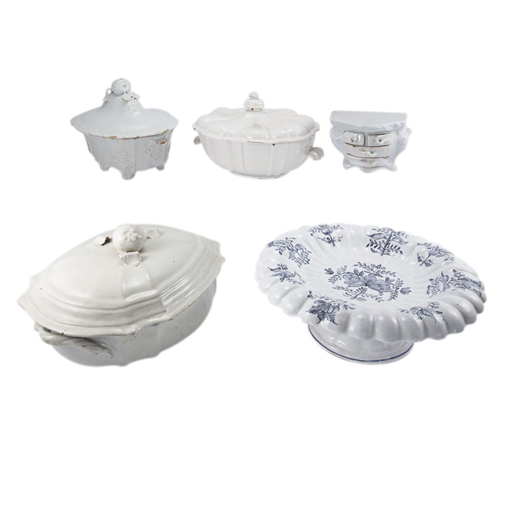 Lot 161 - Group of Italian White Glazed Faience Table...