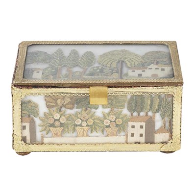 Lot 161 - English Stumpwork and Decoupage Box The hinged...