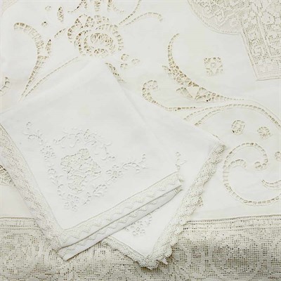 Lot 93 - Linen Tablecloth Set Italian, circa 1900-20...