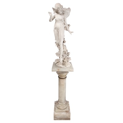Lot 552 - Art Nouveau Style Cast Cement Figure of Psyche...