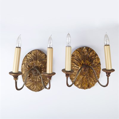 Lot 215 - Two Pairs of Neoclassical Style Giltwood...