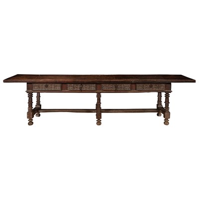 Lot 191 - Renaissance Style Walnut Table Partially...