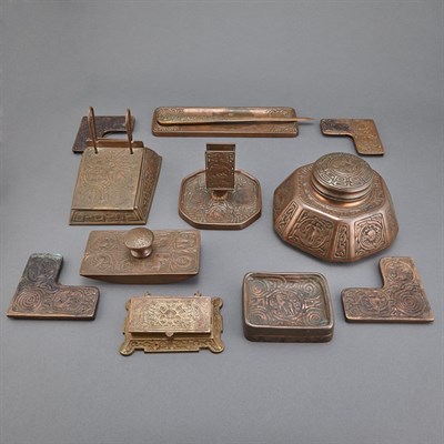 Lot 558 - Group of Tiffany Studios Bronze Desk Articles...