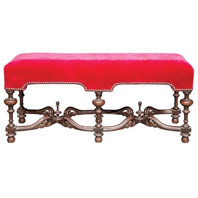 Lot 187 - William III Style Walnut Bench The velvet...