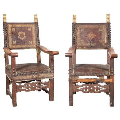Lot 173 - Pair of Italian Renaissance Gilt Tooled...
