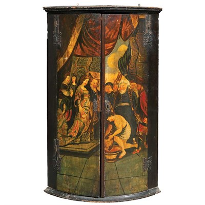 Lot 387 - George II Painted Hanging Corner Cabinet Of...